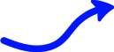 A blue, curved arrow pointing upwards and to the right on a transparent background.