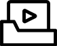 An icon showing a folder with a play button. The folder is partially open at the top and has a bold outline. The play button inside the folder suggests video or multimedia content stored within.