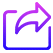 A purple share icon featuring a box with an arrow emerging from the top, pointing to the right. The design has a gradient effect.