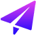 A purple and pink gradient paper airplane icon pointing upward, symbolizing flight or sending messages. The design is minimalistic with a shadow effect, giving it a three-dimensional appearance.