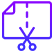 Icon of a piece of paper with a dashed line and scissors, suggesting a cut action. The icon is purple and represents the concept of cutting or dividing documents or content.