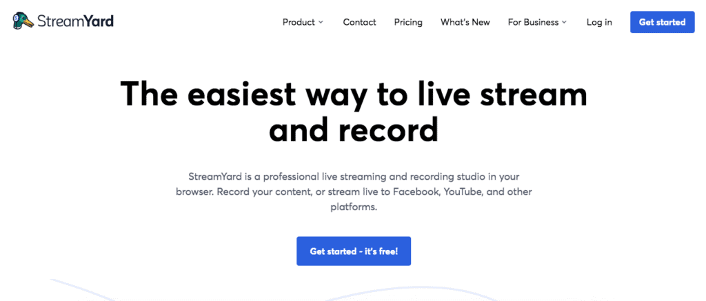 Streamyard Homepage