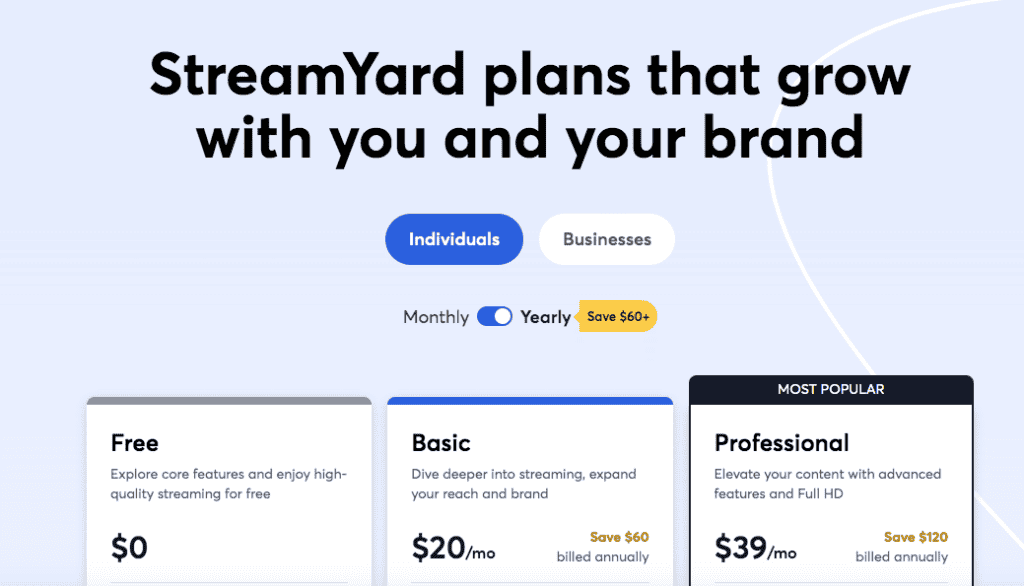 Streamyard Pricing