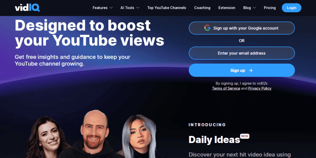 vidIQ homepage
