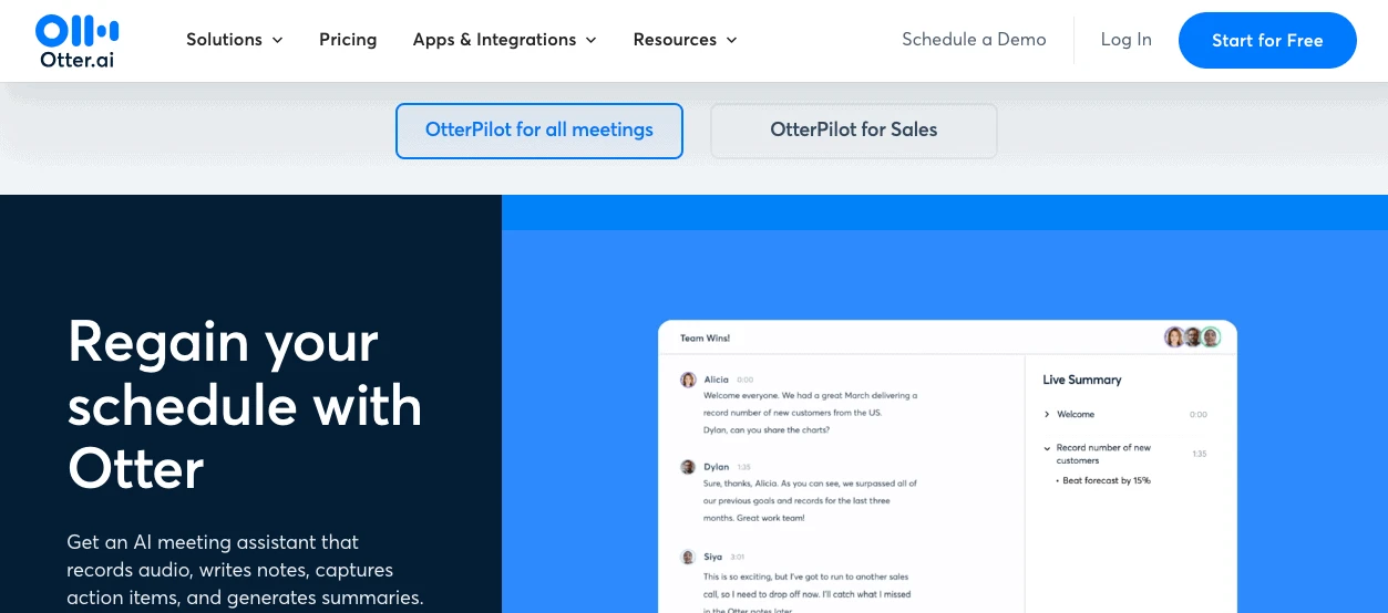 Otter.ai web interface