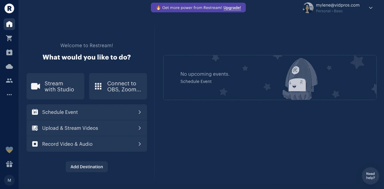 Getting starter with Restream Dashboard