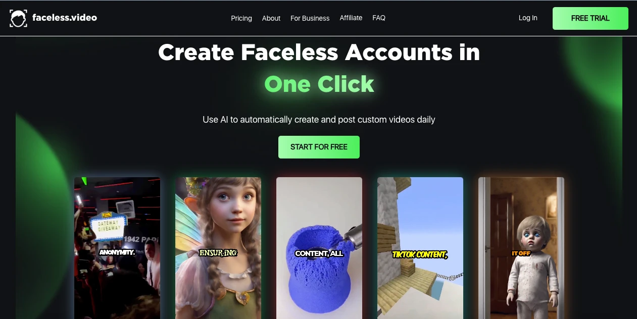 Faceless.video Homepage