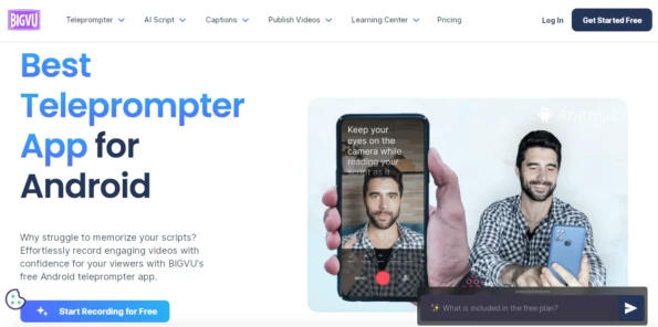 BigVu Teleprompter App Landing Page