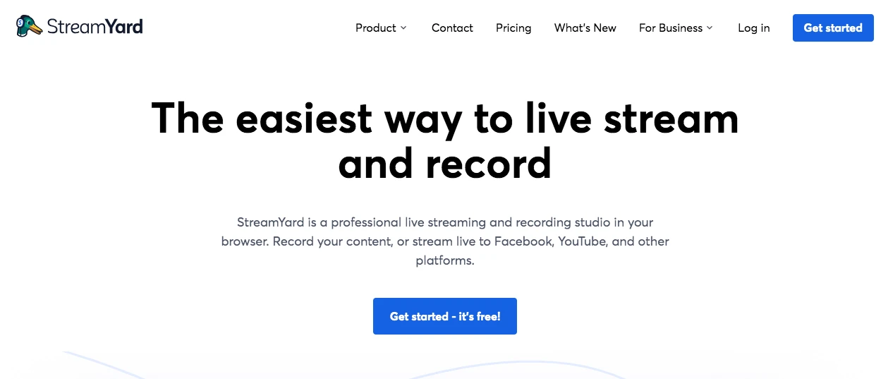StreamYard Homepage