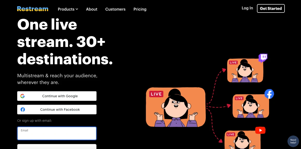 Restream Homepage