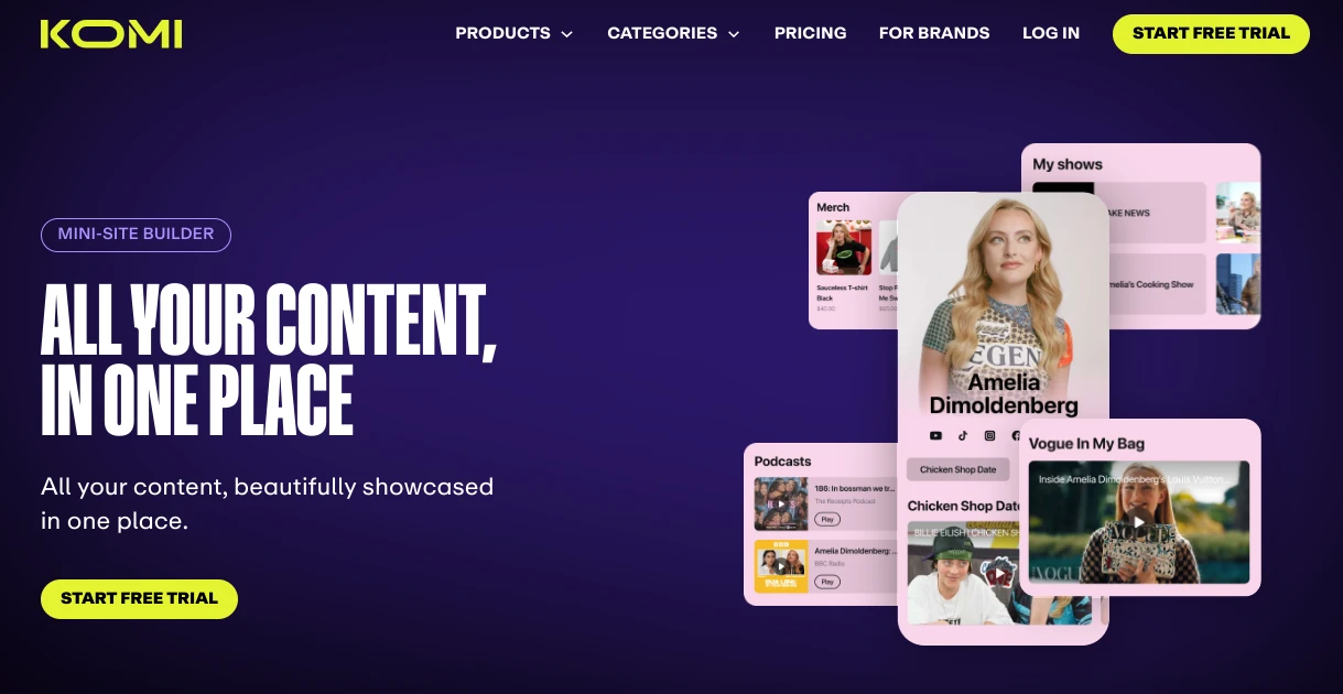 Komi.io Main Site Builder Landing Page