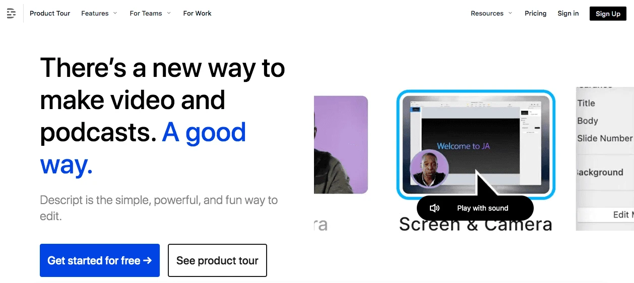 Descript web interface