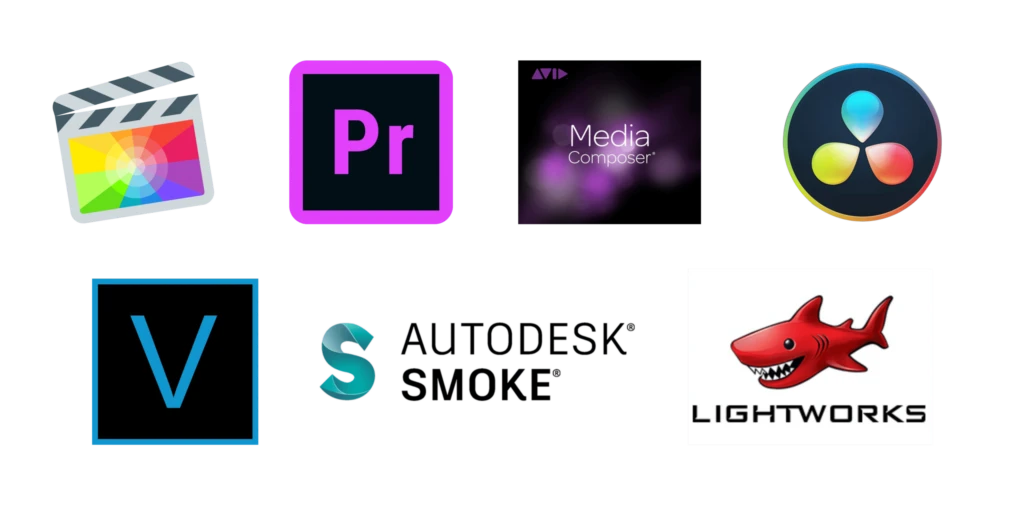 alt="group of video editing software icons"