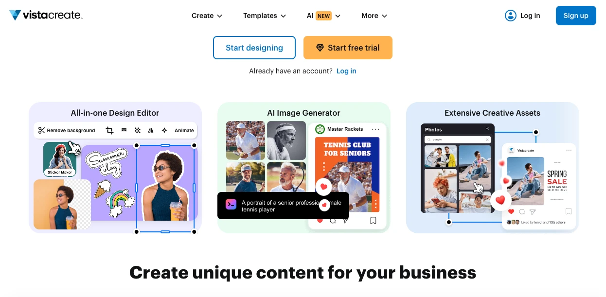 VistaCreate Homepage