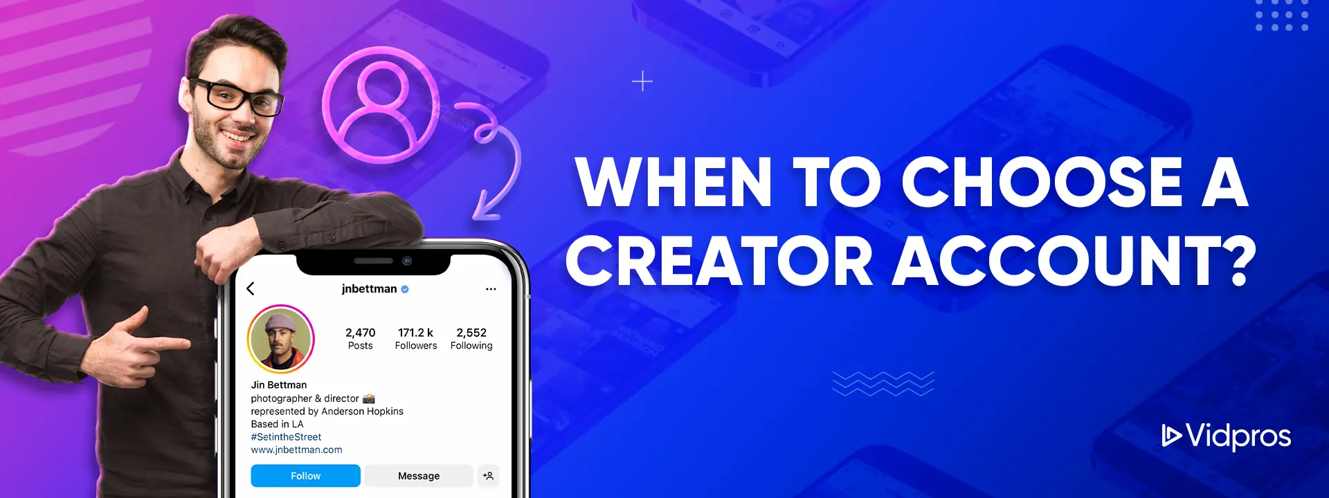 a man pointing on an Instagram Creator Account