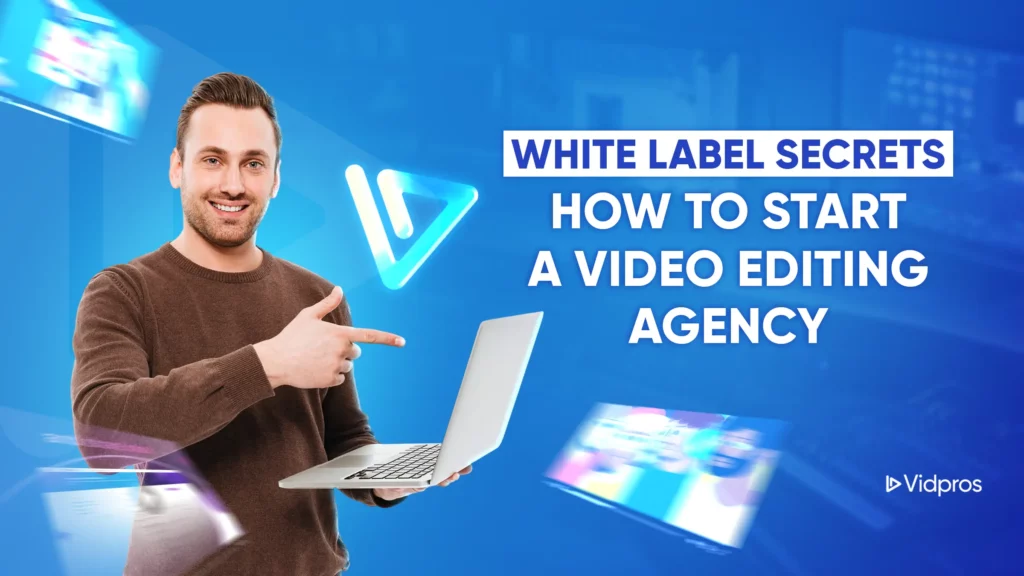 A man holding a laptop showing text about white label secrets